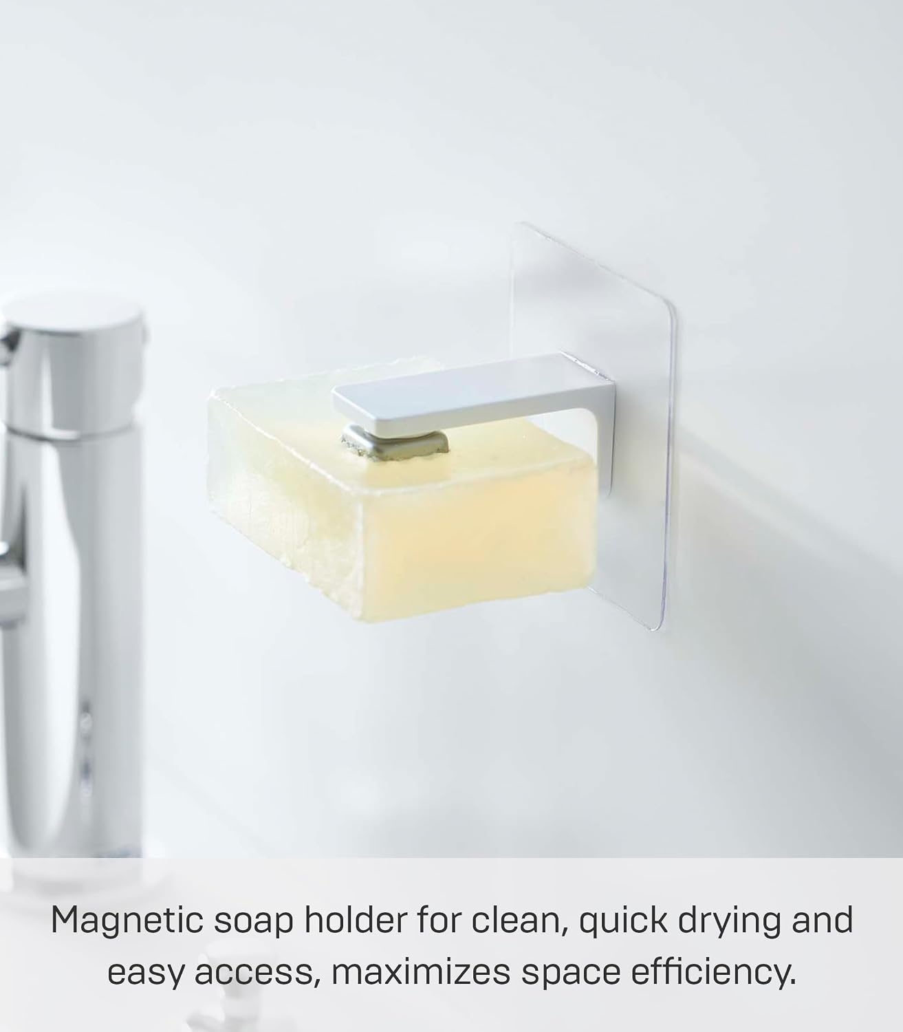 image:imageYamazaki Home Tower Self Adhesive Magnetic Soap Holder Bathroom Wall Mounted Sanitary Bar Soap Hanger for Shower Abs Plastic