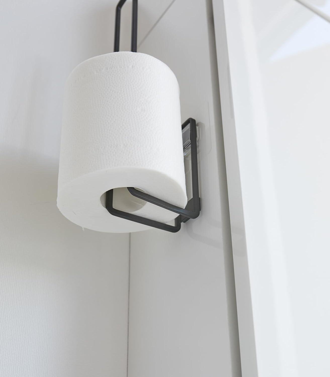 image:imageYamazaki Home Tower Self Adhesive Toilet Paper Holder Organizer Wall Or Toilet Mountable Bathroom Storage SteelBlack