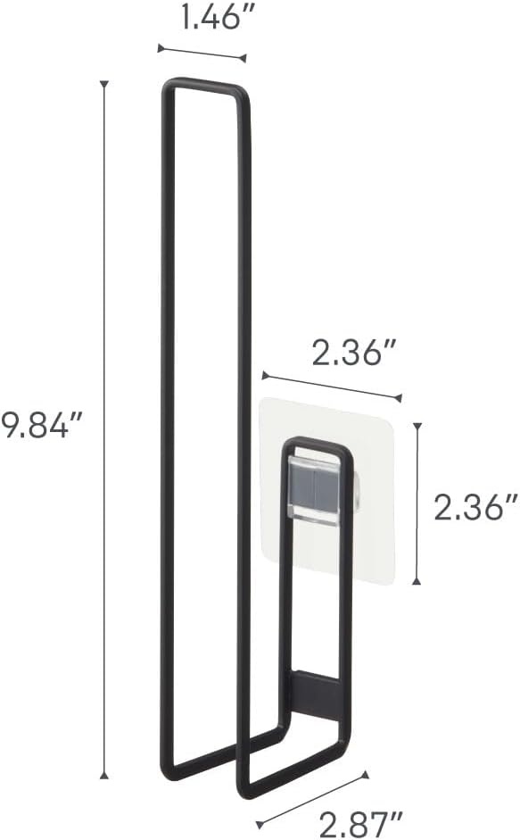 image:imageYamazaki Home Tower Self Adhesive Toilet Paper Holder Organizer Wall Or Toilet Mountable Bathroom Storage SteelBlack