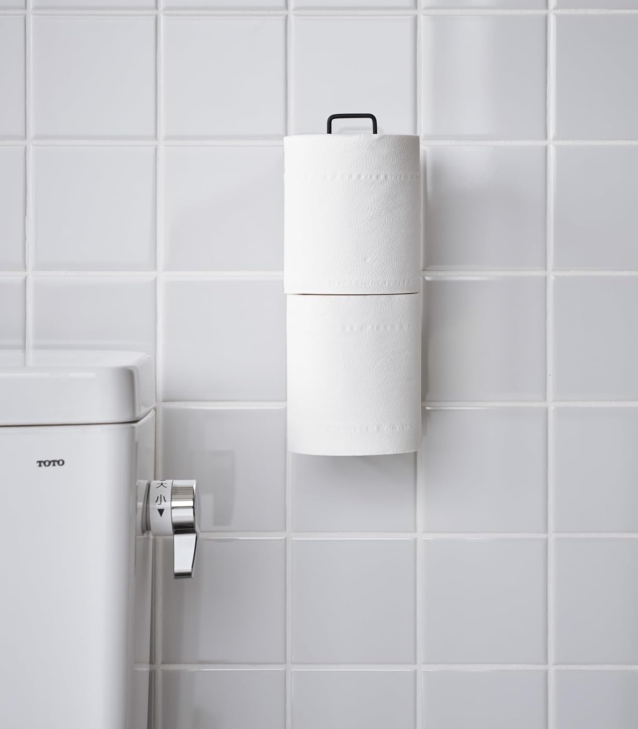 image:imageYamazaki Home Tower Self Adhesive Toilet Paper Holder Organizer Wall Or Toilet Mountable Bathroom Storage SteelBlack