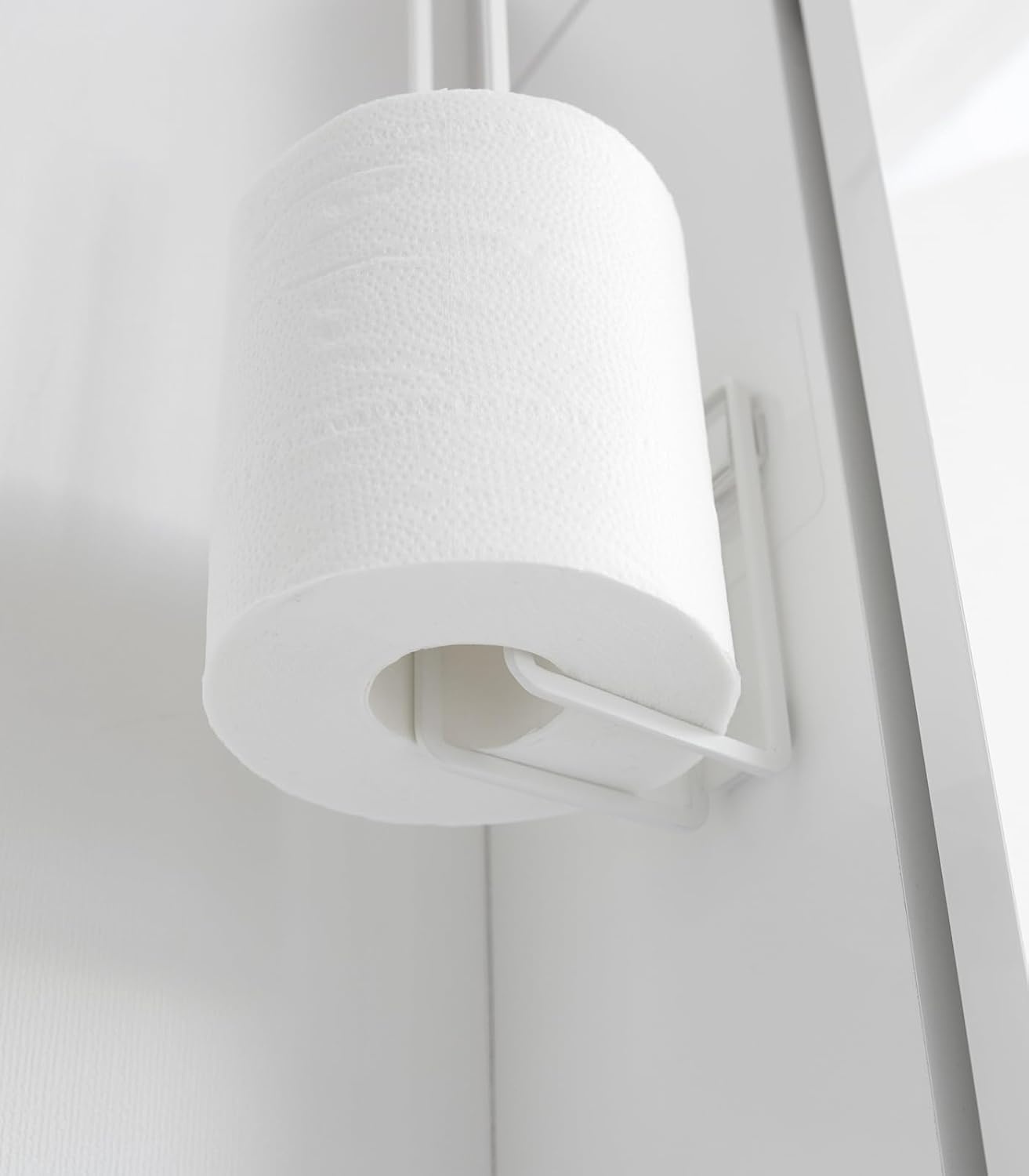 image:imageYamazaki Home Tower Self Adhesive Toilet Paper Holder Organizer Wall Or Toilet Mountable Bathroom Storage SteelWhite