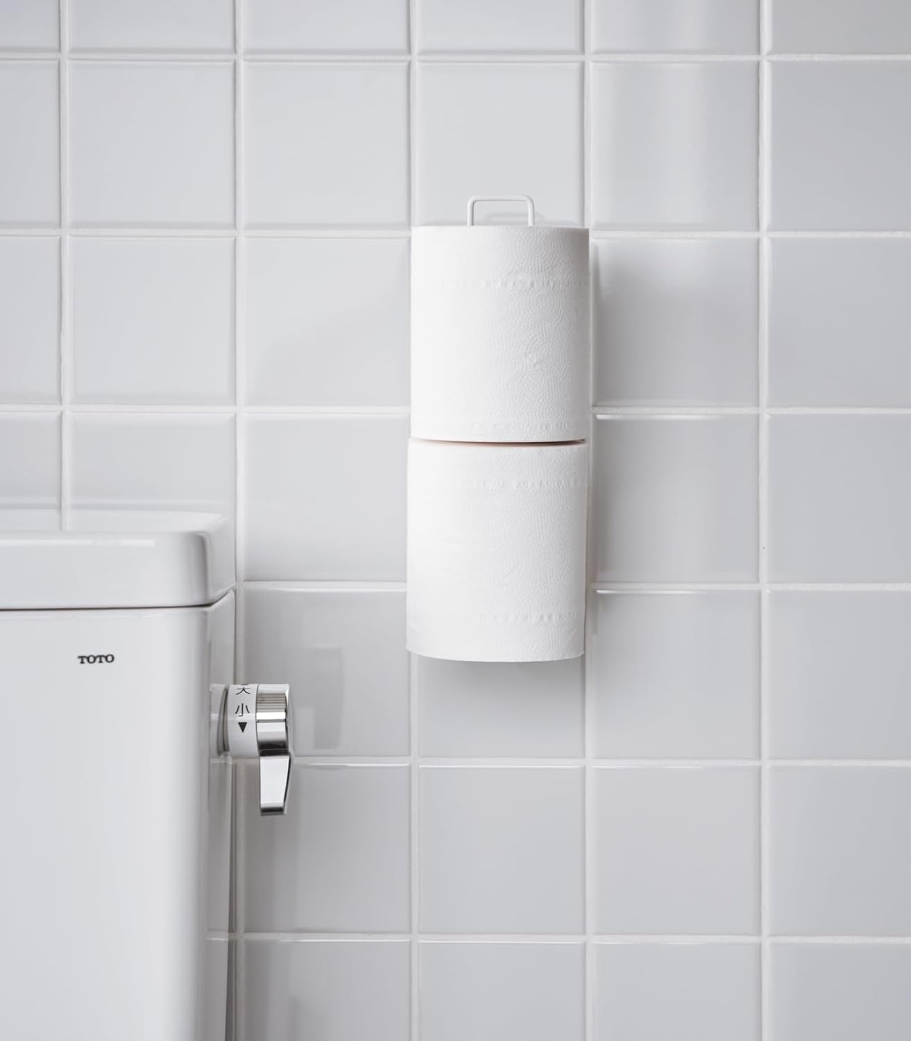 image:imageYamazaki Home Tower Self Adhesive Toilet Paper Holder Organizer Wall Or Toilet Mountable Bathroom Storage SteelWhite