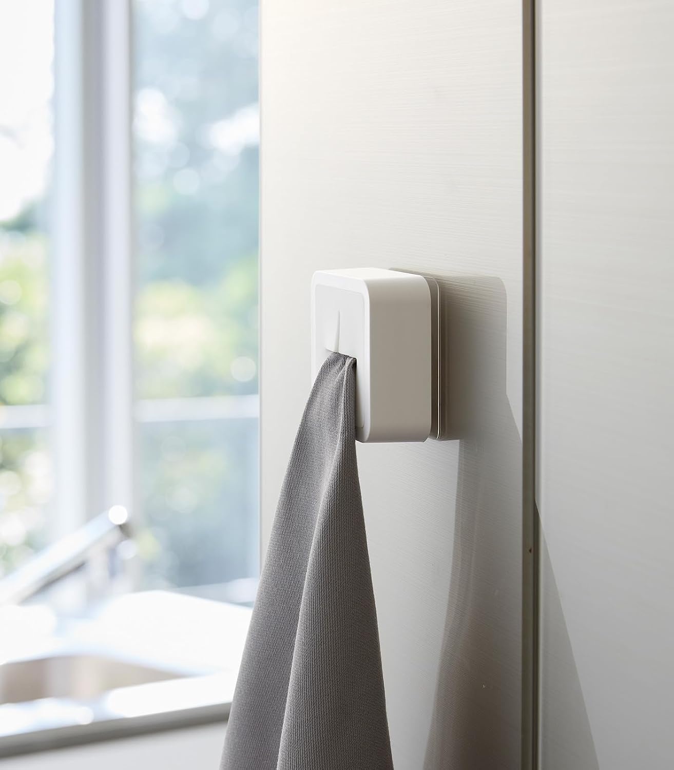 image:imageYamazaki Home Tower SelfAdhesive Kitchen Dish Towel Or Tea Towel Holder Wall Mounted Cloth Hanger Abs Plastic