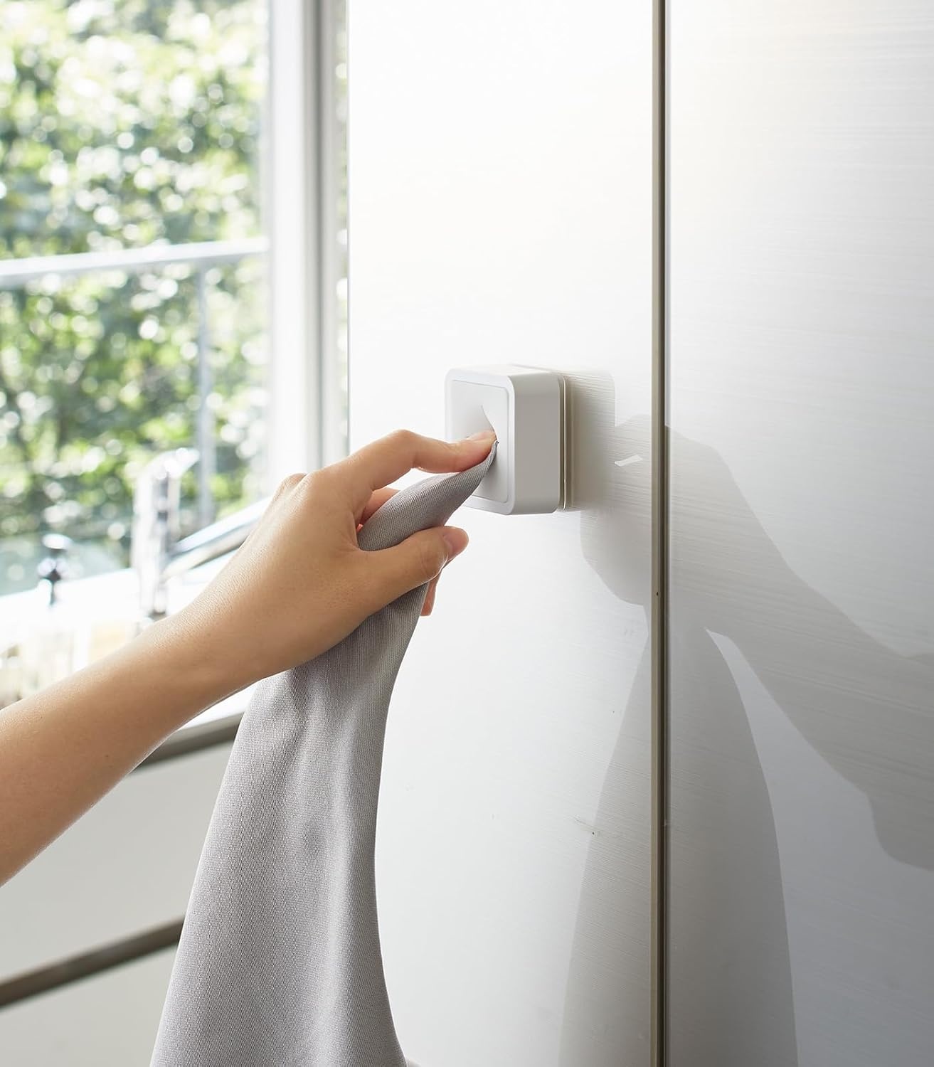 image:imageYamazaki Home Tower SelfAdhesive Kitchen Dish Towel Or Tea Towel Holder Wall Mounted Cloth Hanger Abs Plastic