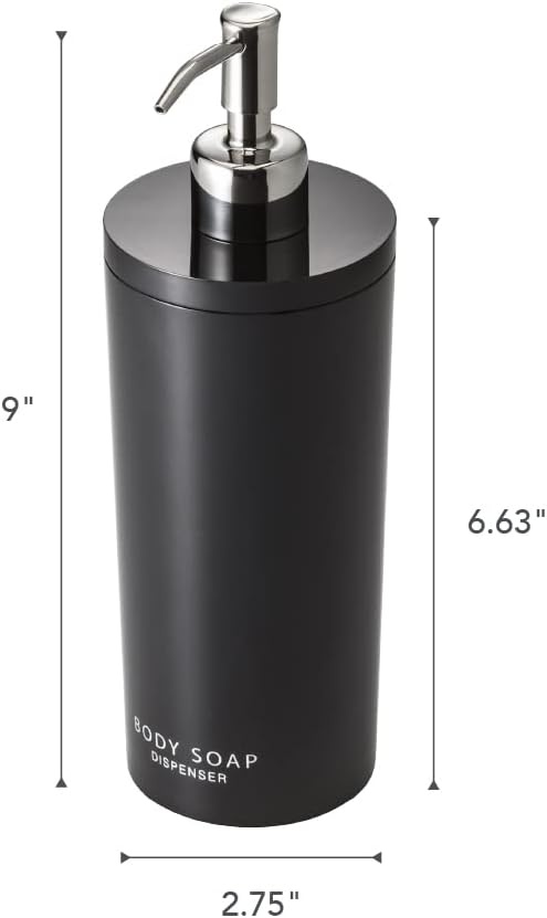 image:imageYamazaki Home Tower Shower Dispenser Contemporary Bottle Pump Conditioner Abs Plastic 169 Fluid Oz 500 MlBlack
