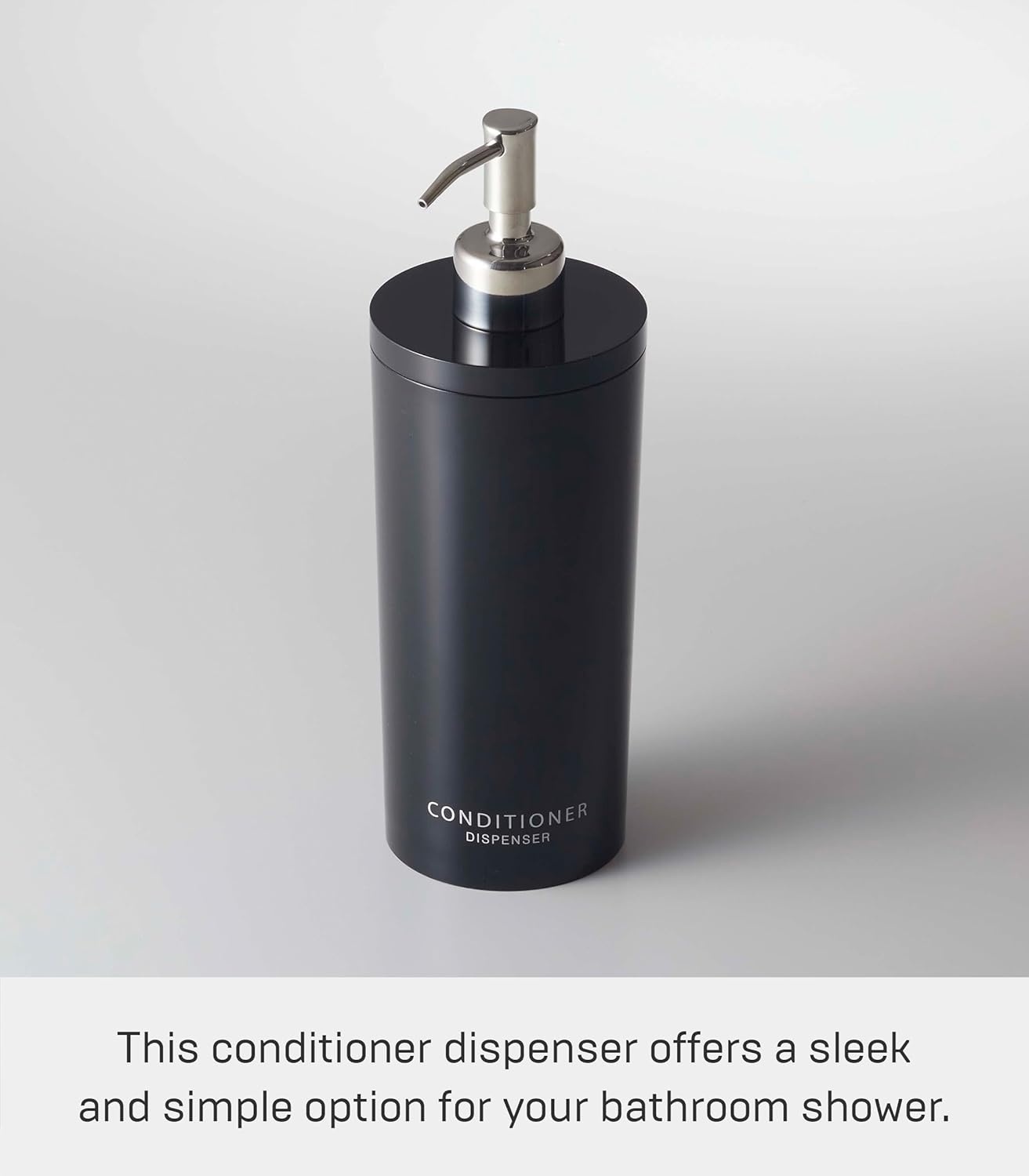 image:imageYamazaki Home Tower Shower Dispenser Contemporary Bottle Pump Conditioner Abs Plastic 169 Fluid Oz 500 MlBlack