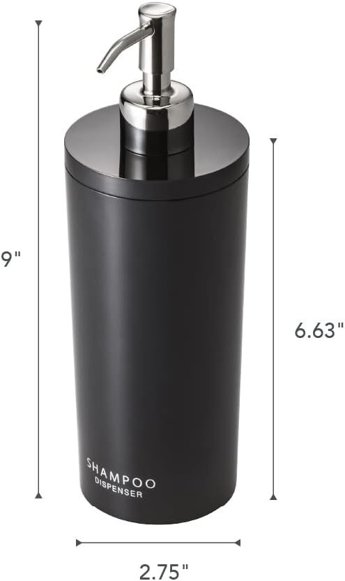 image:imageYamazaki Home Tower Shower Dispenser Contemporary Bottle Pump Conditioner Abs Plastic 169 Fluid Oz 500 MlBlack