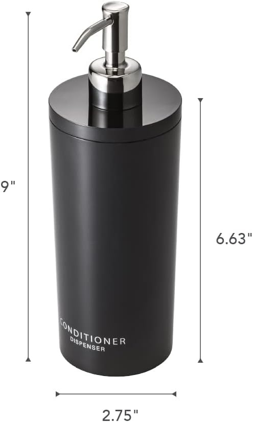 image:imageYamazaki Home Tower Shower Dispenser Contemporary Bottle Pump Conditioner Abs Plastic 169 Fluid Oz 500 MlBlack