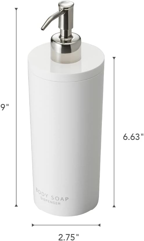 image:imageYamazaki Home Tower Shower Dispenser Contemporary Bottle Pump Conditioner Abs Plastic 169 Fluid Oz 500 MlWhite