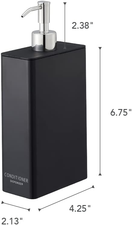 image:imageYamazaki Home Tower Shower Dispenser Contemporary Bottle Pump Conditioner Abs Plastic 24 Fluid Oz 700 MlBlack
