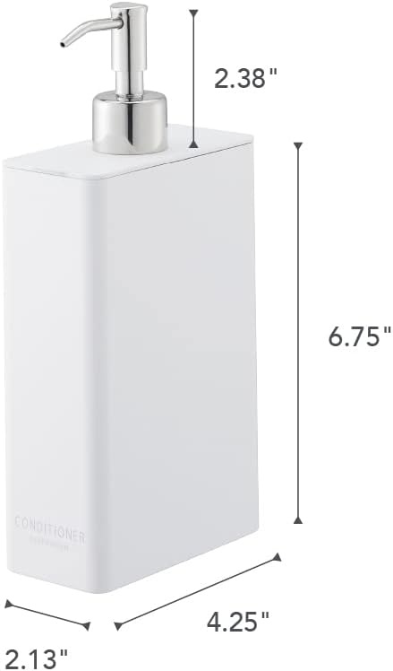 image:imageYamazaki Home Tower Shower Dispenser Contemporary Bottle Pump Conditioner Abs Plastic 24 Fluid Oz 700 MlWhite