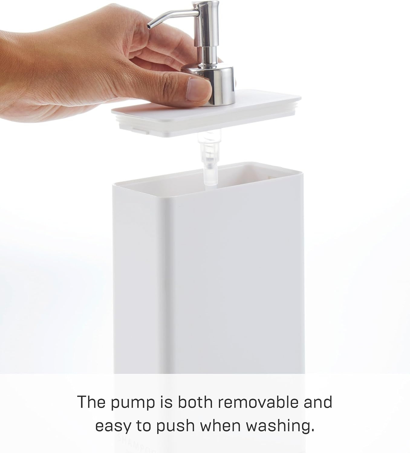 image:imageYamazaki Home Tower Shower Dispenser Contemporary Bottle Pump Conditioner Abs Plastic 24 Fluid Oz 700 MlWhite