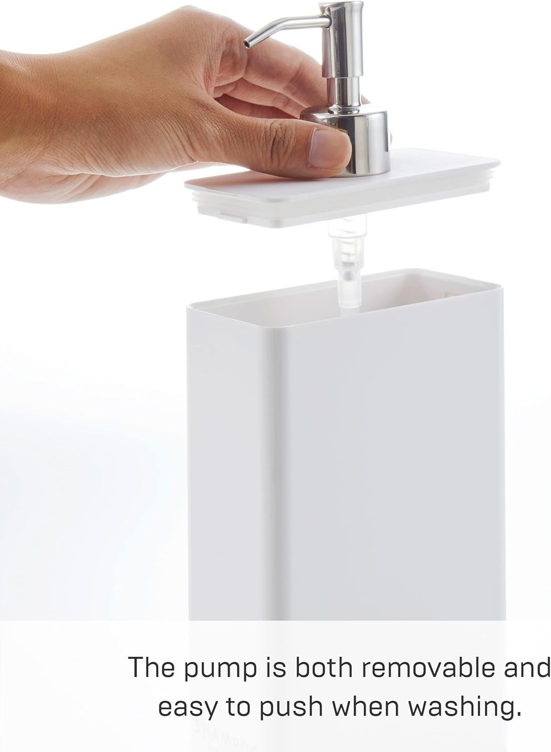image:imageYamazaki Home Tower Shower Dispenser Contemporary Bottle Pump Conditioner Abs Plastic 24 Fluid Oz 700 MlWhite