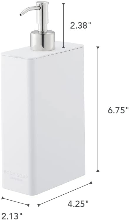 image:imageYamazaki Home Tower Shower Dispenser Contemporary Bottle Pump Conditioner Abs Plastic 24 Fluid Oz 700 MlWhite