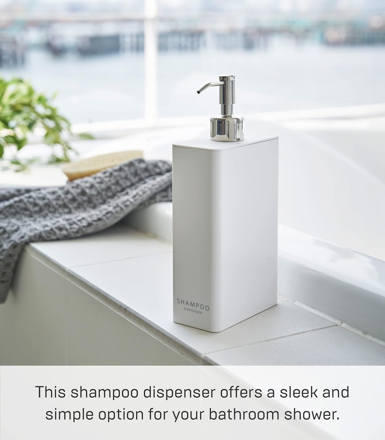 image:imageYamazaki Home Tower Shower Dispenser Contemporary Bottle Pump Shampoo Abs Plastic 24 Fluid Oz 700 Ml