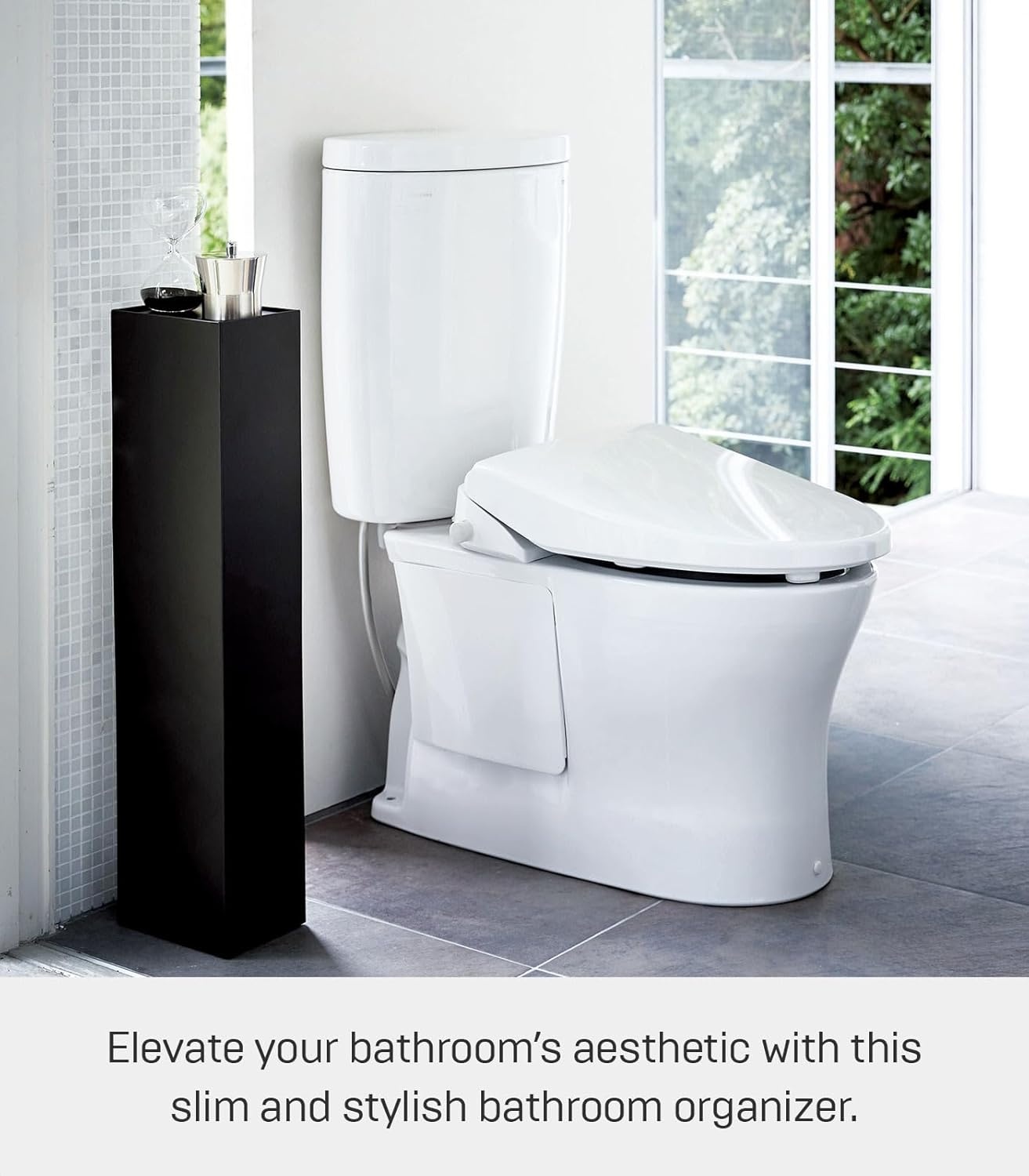 image:imageYamazaki Home Tower Slim Bathroom Storage Toilet Paper Stocker Steel Black