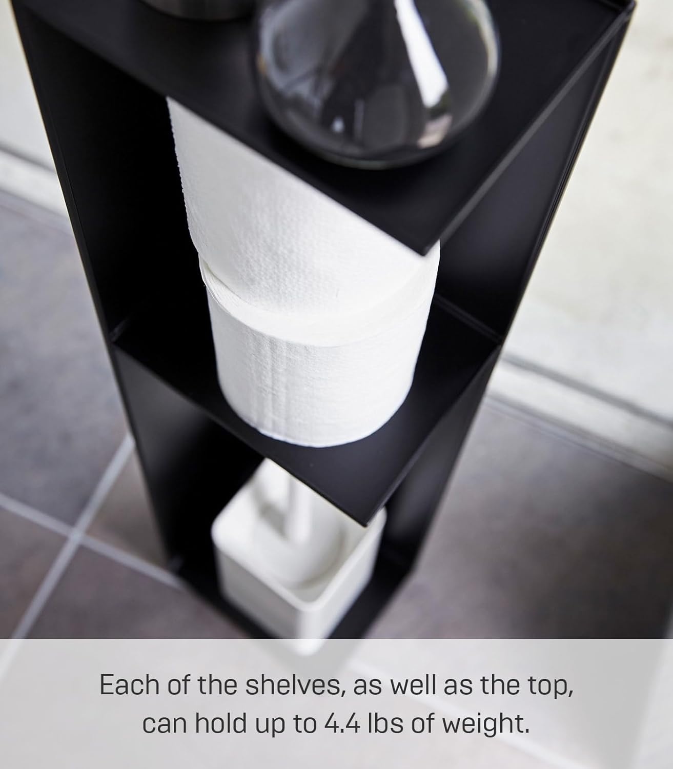 image:imageYamazaki Home Tower Slim Bathroom Storage Toilet Paper Stocker Steel Black