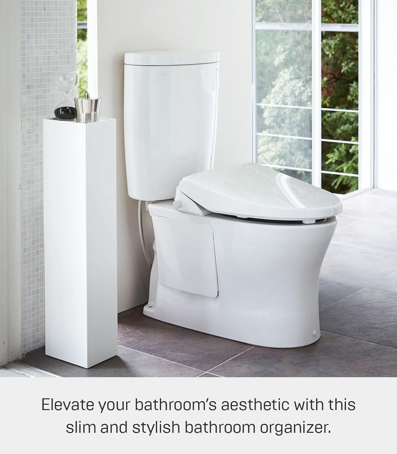 image:imageYamazaki Home Tower Slim Bathroom Storage Toilet Paper Stocker Steel White