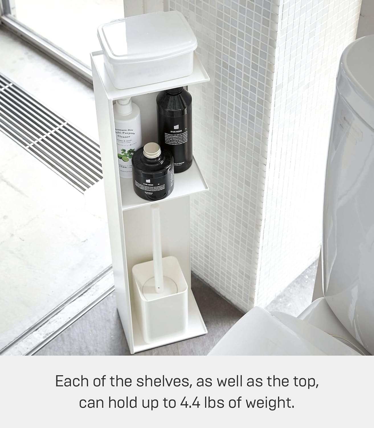 image:imageYamazaki Home Tower Slim Bathroom Storage Toilet Paper Stocker Steel White