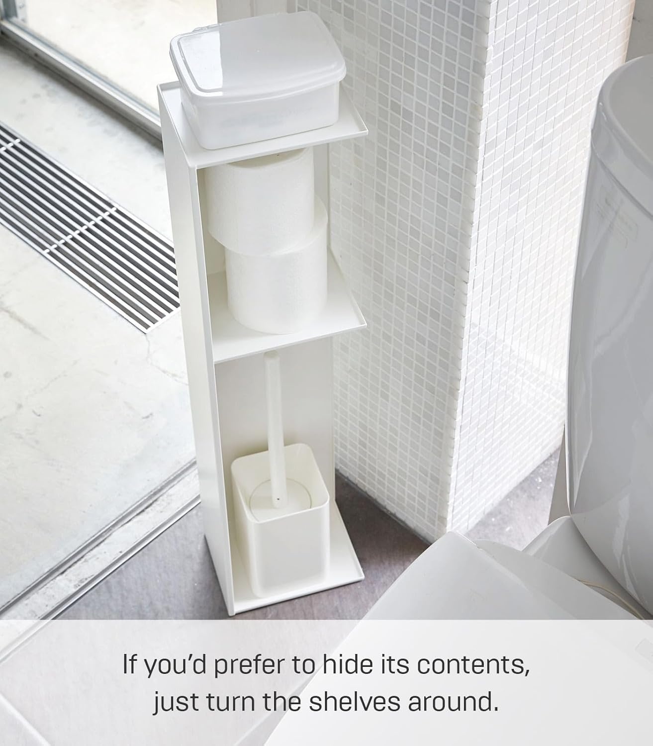 image:imageYamazaki Home Tower Slim Bathroom Storage Toilet Paper Stocker Steel White