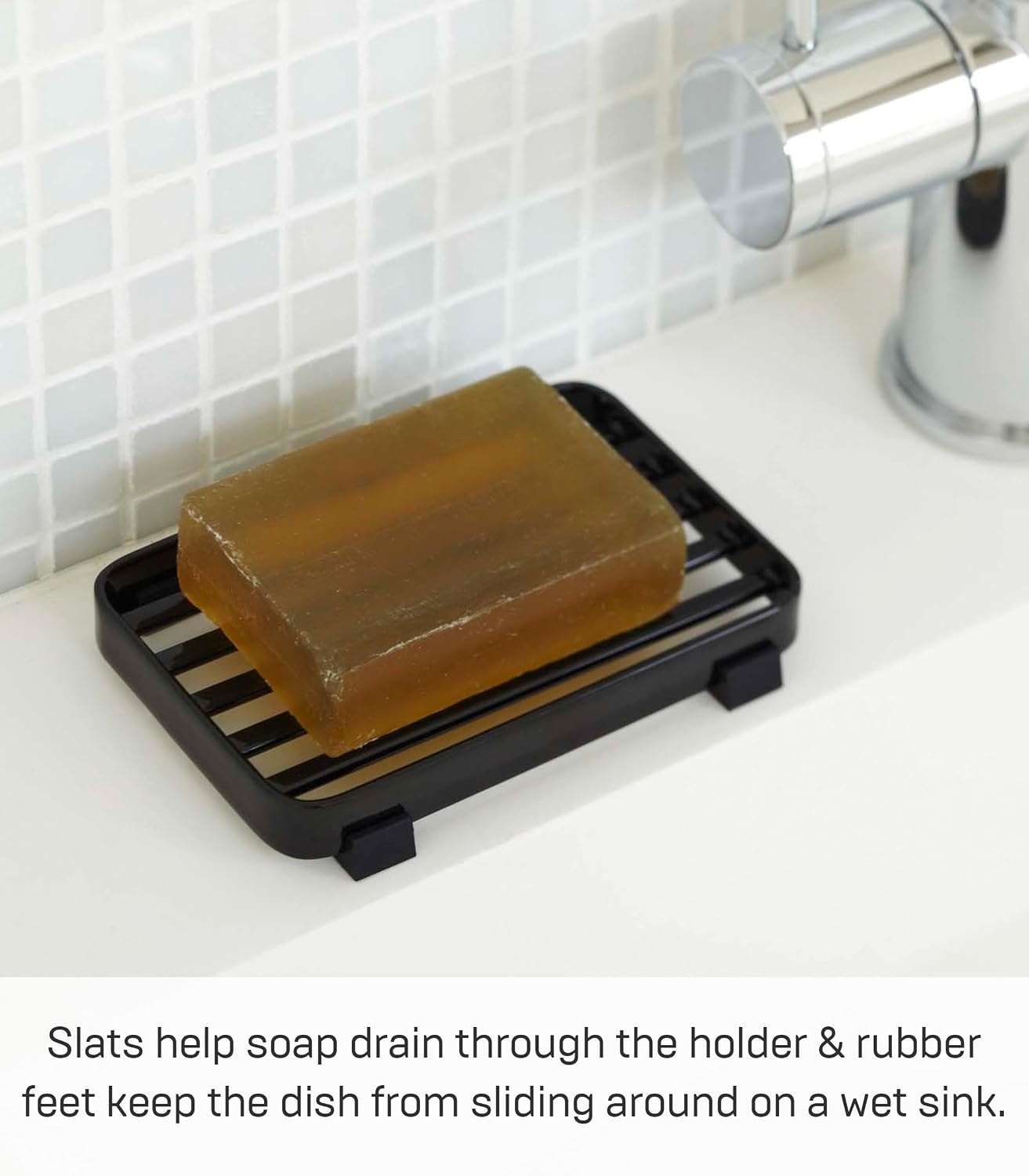 image:imageYamazaki Home Tower Soap Tray Steel Holder Dish for Sink SteelBlack