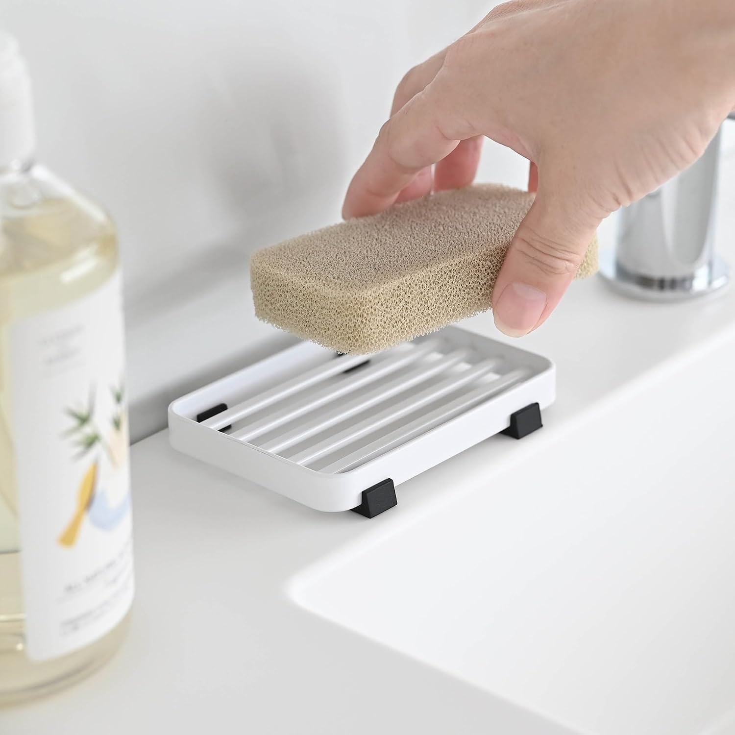 image:imageYamazaki Home Tower Soap Tray Steel Holder Dish for Sink SteelWhite