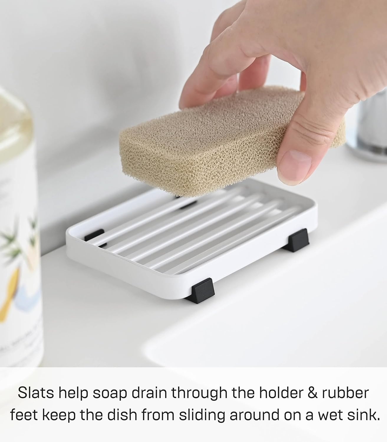 image:imageYamazaki Home Tower Soap Tray Steel Holder Dish for Sink SteelWhite