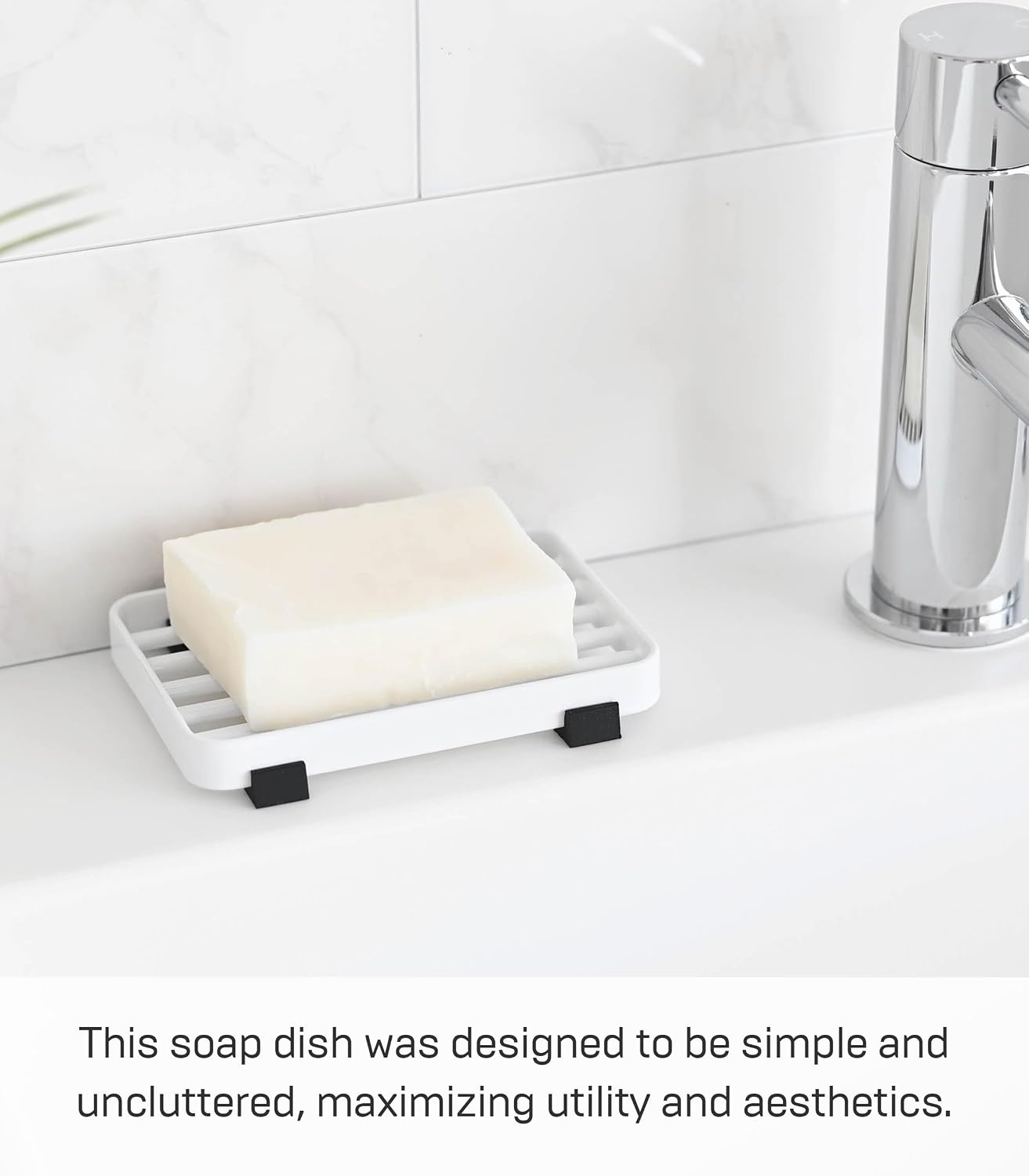 image:imageYamazaki Home Tower Soap Tray Steel Holder Dish for Sink SteelWhite