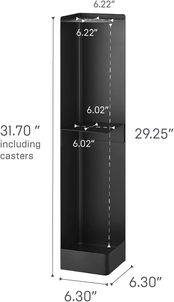 image:imageYamazaki Home Tower Supplies OrganizerSlim Rolling Bathroom Storage Toilet Paper Stocker with Adjustable Shelf Steel Black
