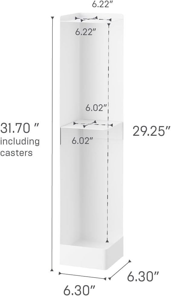 image:imageYamazaki Home Tower Supplies OrganizerSlim Rolling Bathroom Storage Toilet Paper Stocker with Adjustable Shelf Steel White
