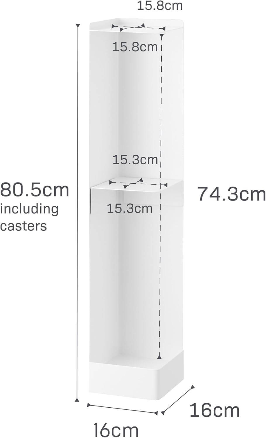 image:imageYamazaki Home Tower Supplies OrganizerSlim Rolling Bathroom Storage Toilet Paper Stocker with Adjustable Shelf Steel White