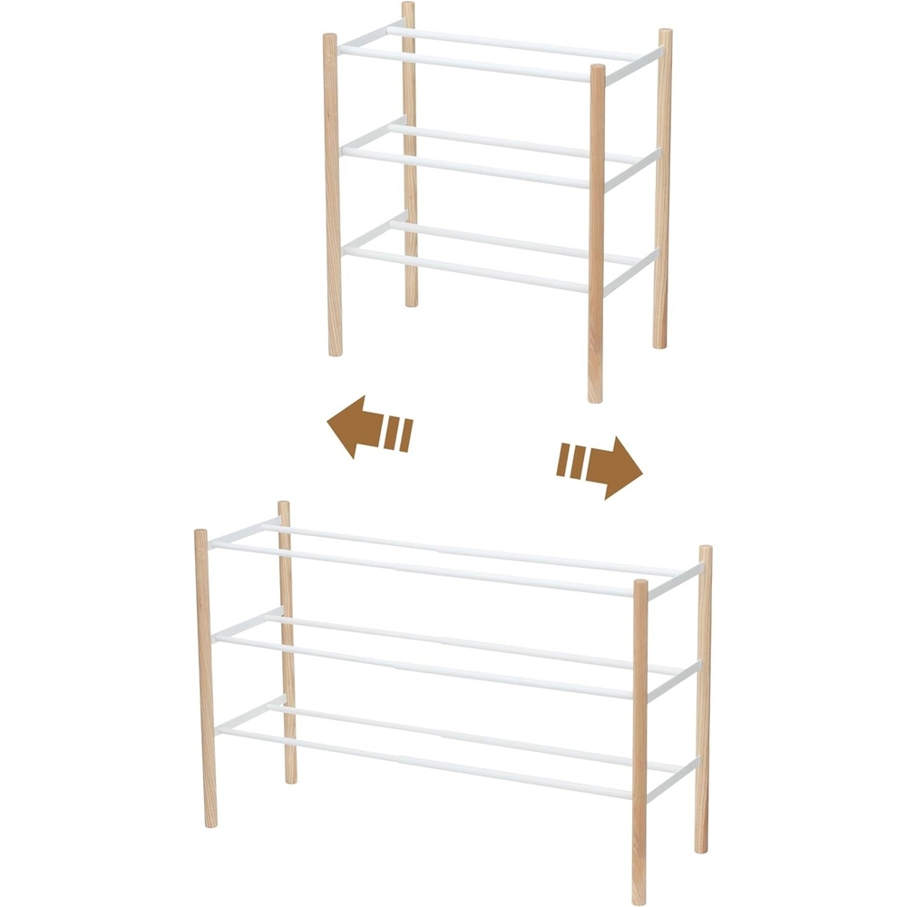 image:imageYAMAZAKI Home Plain Expandable 3Tiered Space Saving Shoe Rack Metal Shoe Organizer For Entryway Or Bedroom 18 Steel Holds 12 To 16 ShoesWhite