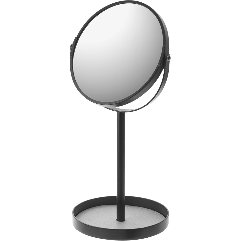 image:imageYAMAZAKI Home Round Standing Mirror Bathroom and Bedroom Organizer with Tray No Assembly ReqBlack