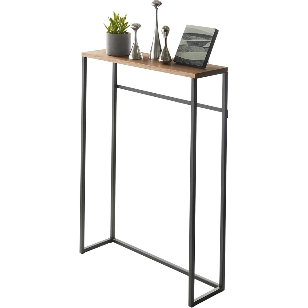 image:imageYAMAZAKI Home Slim Console Table  Narrow Entryway Table 24 Inch with Hooks UltraShallow Skinny Table for Small Spaces Modern White Narrow Console Table Steel  Wood Easy Assembly  ModernBlack