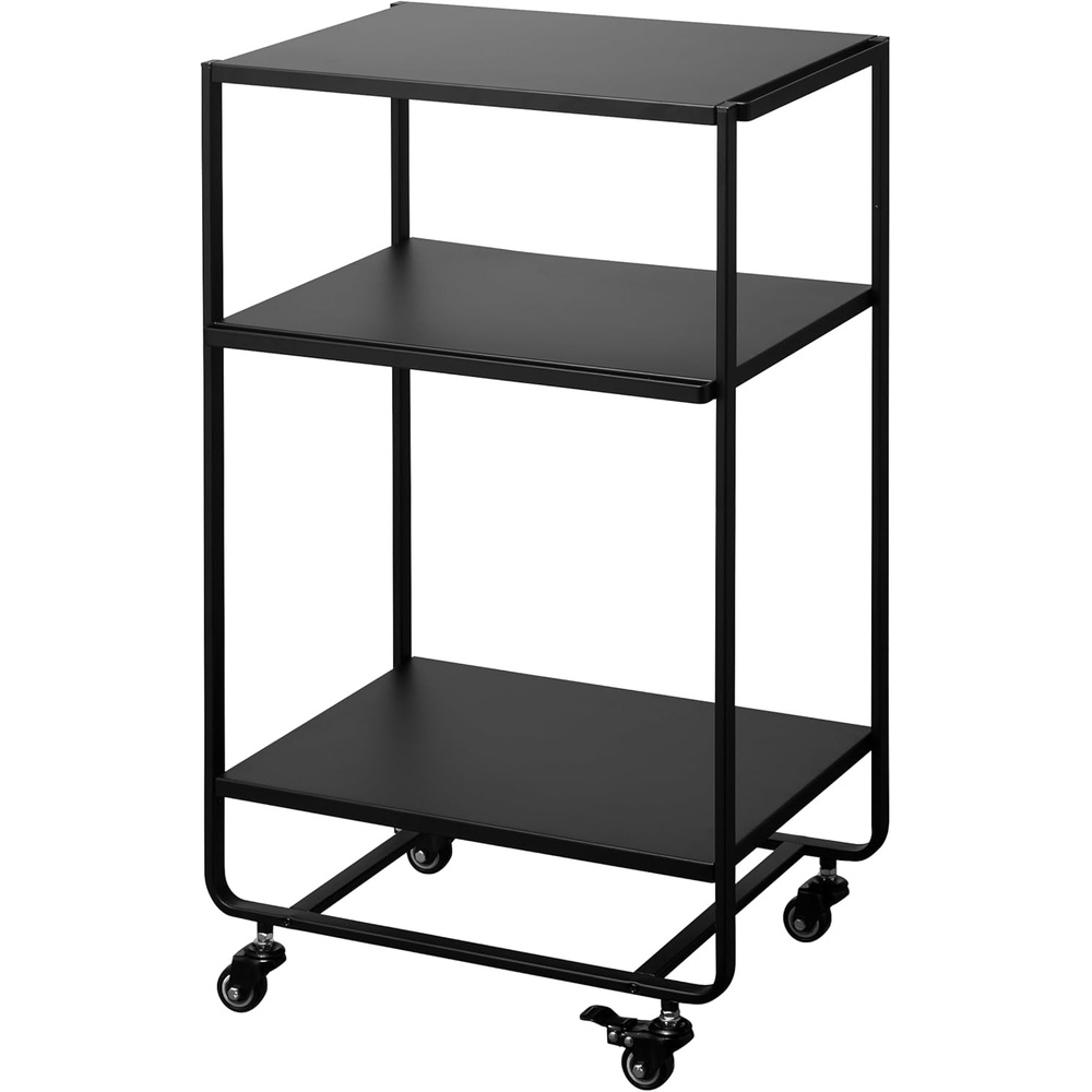 image:imageYAMAZAKI Home Tower 3Tier Trolley Rolling Metal HeavyDuty Storage Cart Organizer with CastersUtility Cart for KitchenBathroom 32 Steel Black