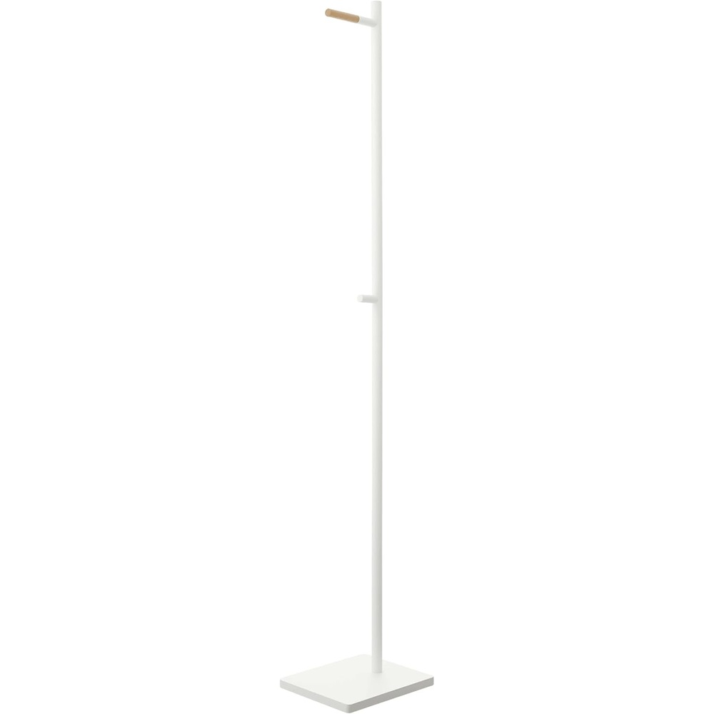 image:imageYAMAZAKI Home Tower Freestanding Modern Coat Hook Hanger For Entryway Office Or Bedroom With Wooden Accent 6398 Steel WoodWhite