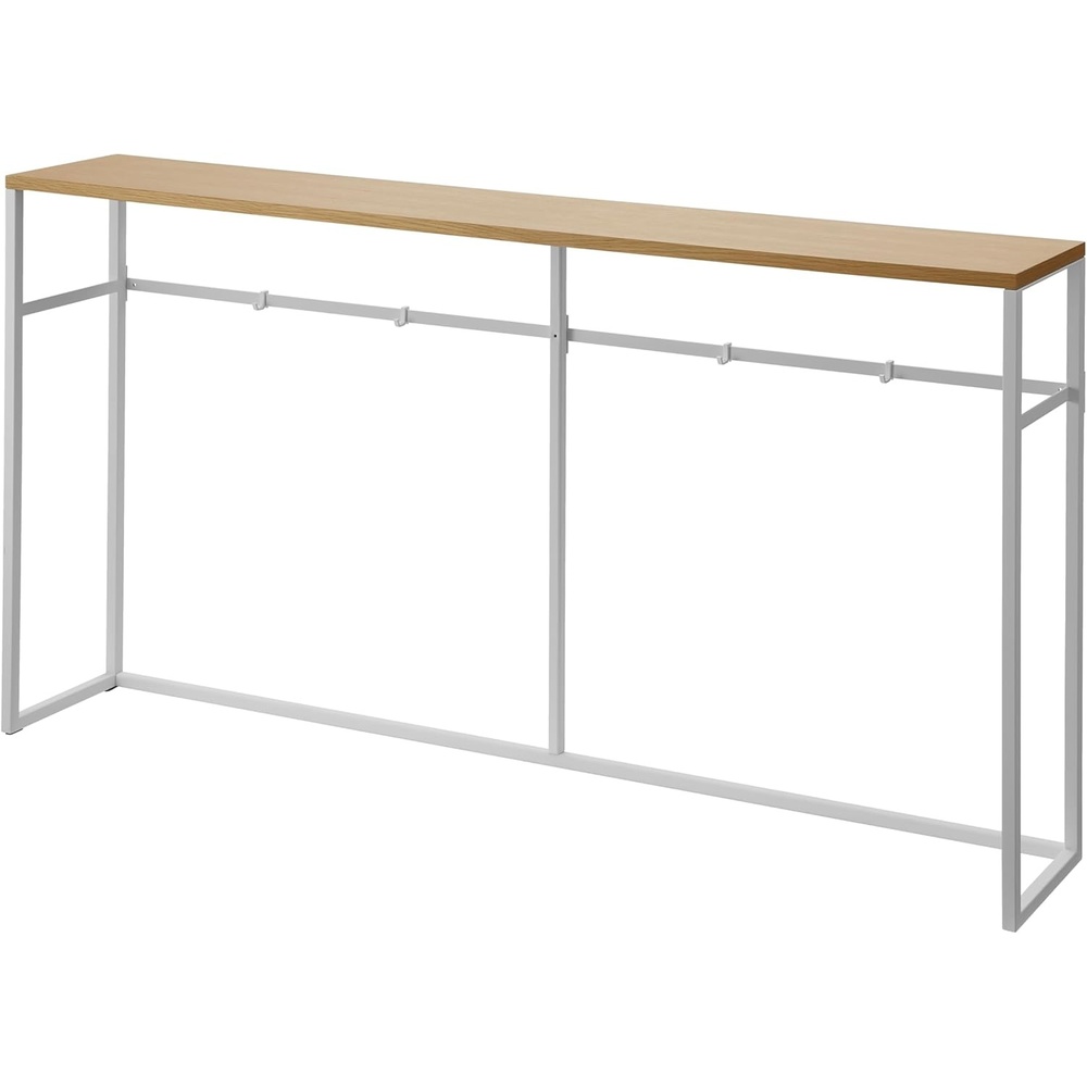 image:imageYAMAZAKI Home Tower Long Console Table for Entryway Or Hallways Narrow Behnd Sofa Table with Wooden TopWhite