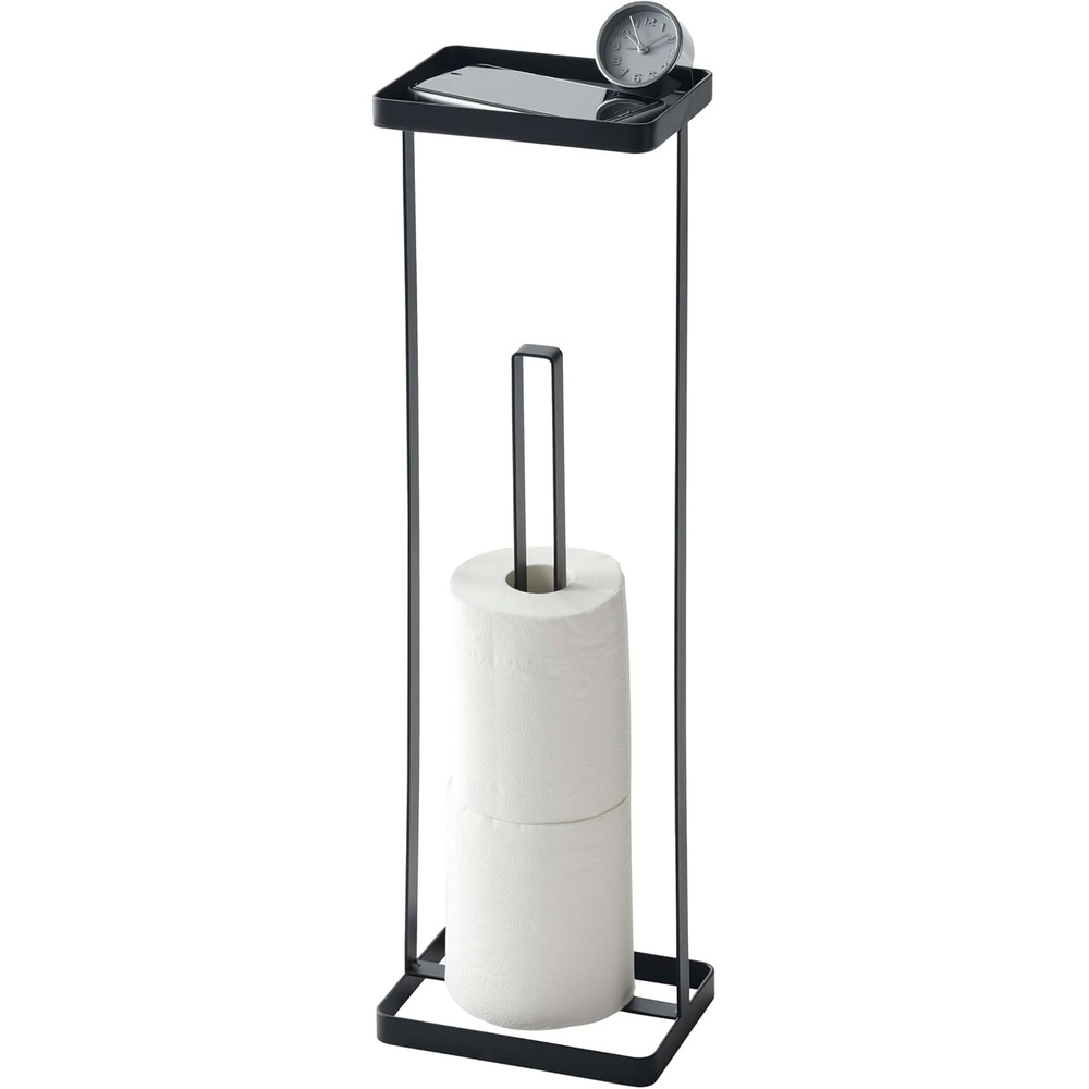 image:imageYAMAZAKI Home Tower Roll Paper Stand with Tray Steel Holds 3 Toilet Paper RollsBlack