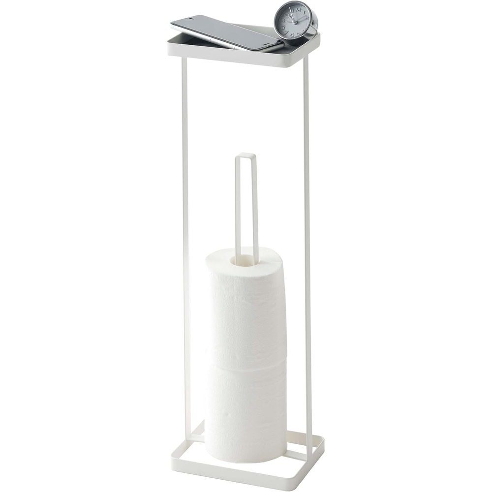 image:imageYAMAZAKI Home Tower Roll Paper Stand with Tray Steel Holds 3 Toilet Paper RollsWhite