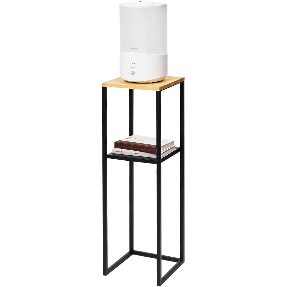 image:imageYAMAZAKI Home Tower TwoTier Display amp Corner Storage Shelf Entryway Or Bedside Console Table for Humidifiers Or Plants 315 Steel WoodBlack
