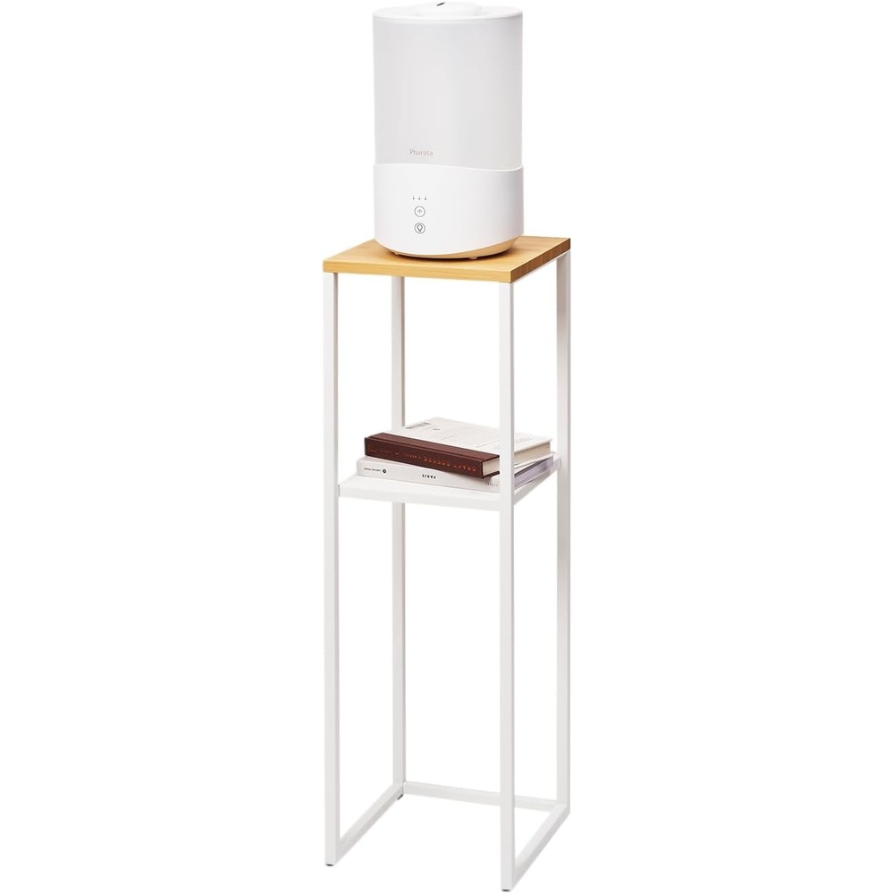image:imageYAMAZAKI Home Tower TwoTier Display amp Corner Storage Shelf Entryway Or Bedside Console Table for Humidifiers Or Plants 315 Steel WoodWhite