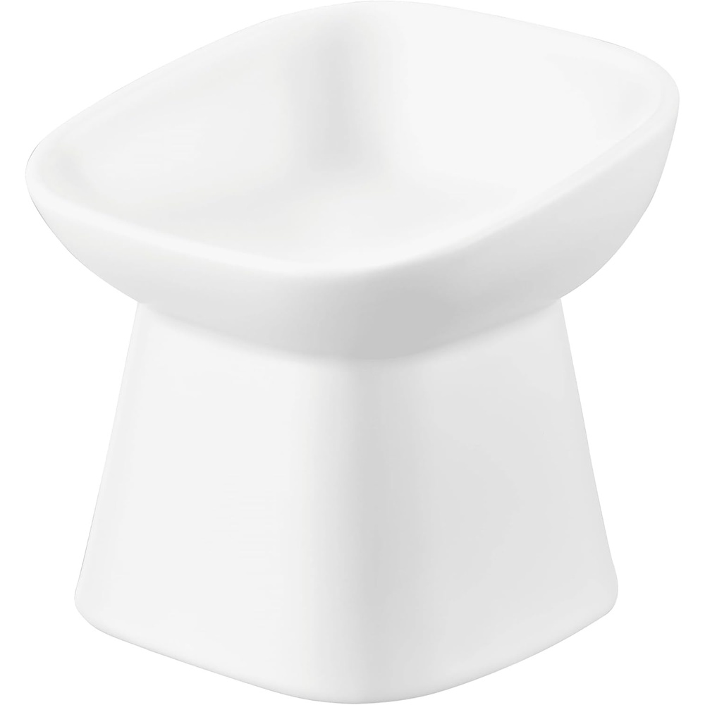 image:imageYamazaki Home Tower Elevated Ceramic Pet Food Bowl Angled NonSlip Microwave amp Dishwasher Safe 67OzWhite