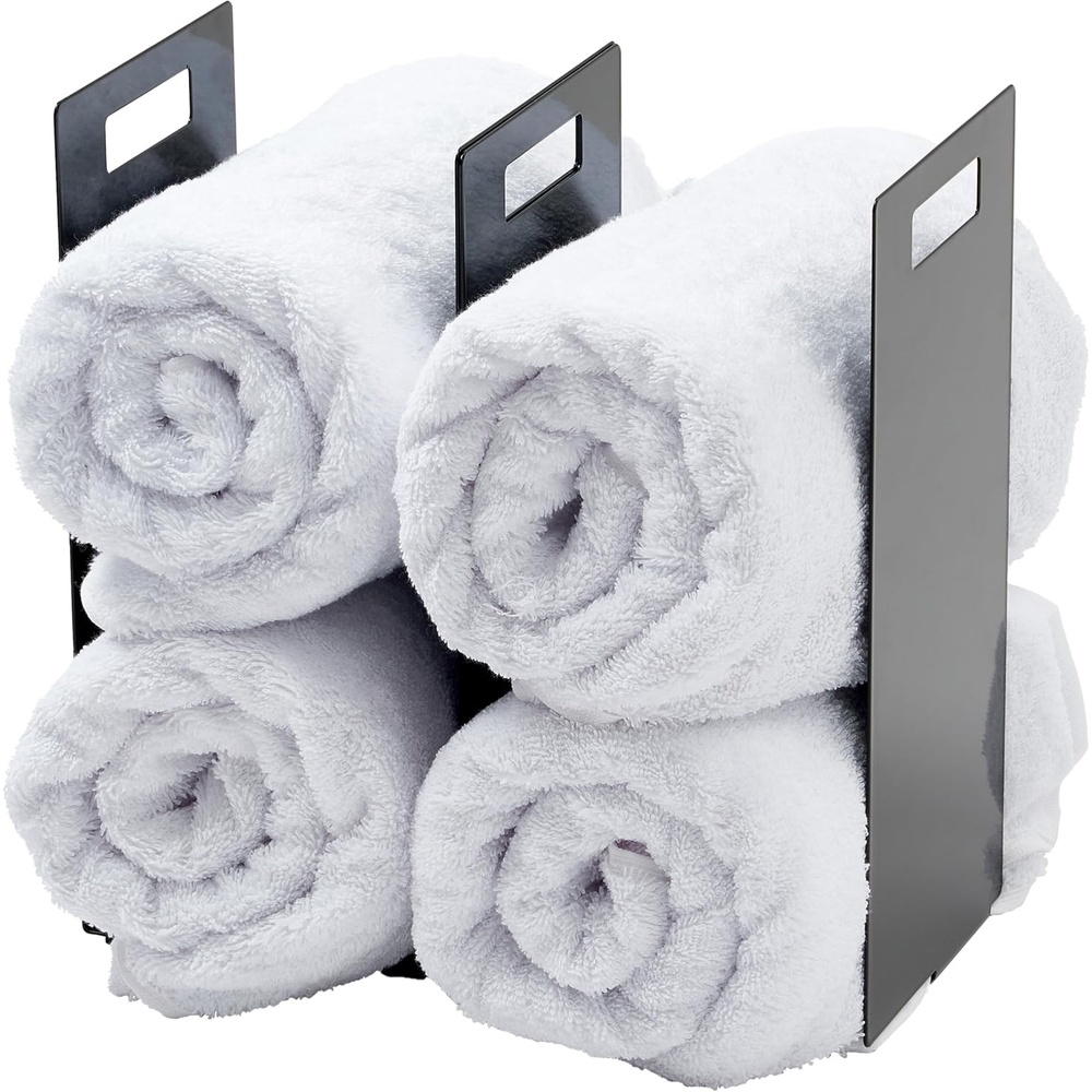 image:imageYamazaki Home Tower Interlocking Towel Organizer Bathroom Storage Shelf Rack SteelBlack