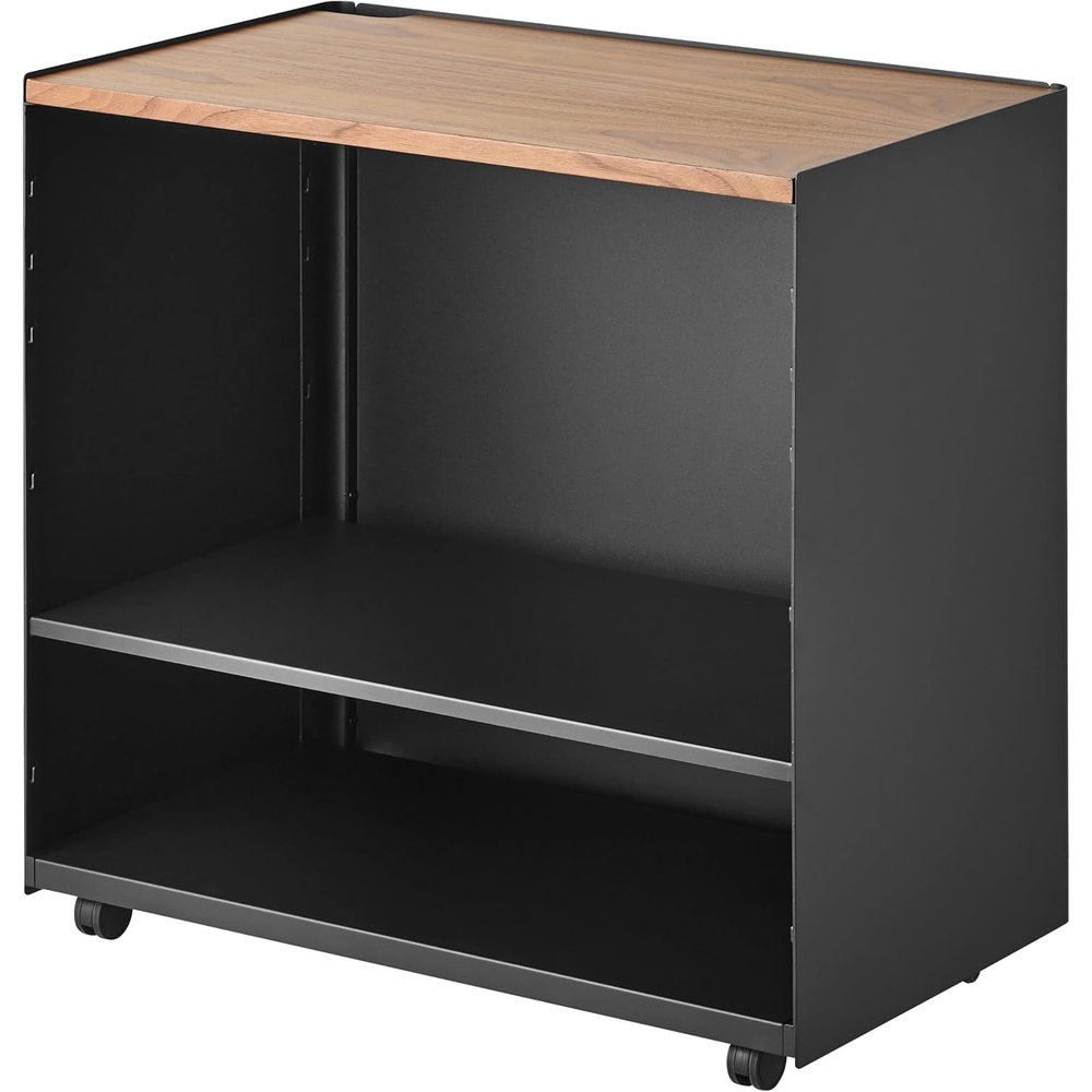 image:imageYamazaki Home Tower Mobile Hideaway Storage Cart Rolling Printer Stand with Adjustable Shelves Hidden Storage Rolling Cart with Wheels Mobile Office Organizer Utility Cart 23 Steel Wood Black