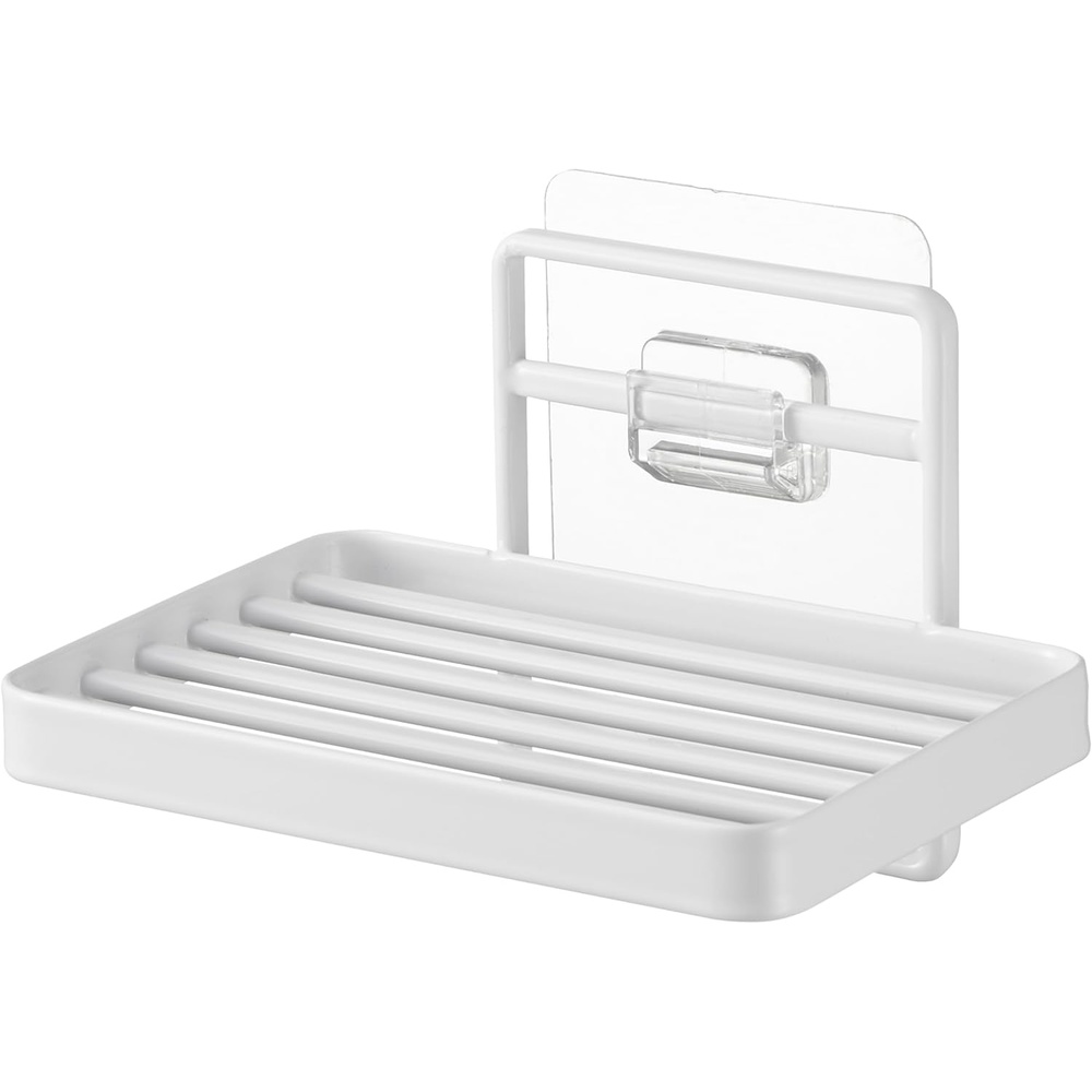 image:imageYamazaki Home Tower Self Adhesive Hygienic Soap Tray Wall Sink Or Shower Mounted Bar Soap Dish SteelWhite
