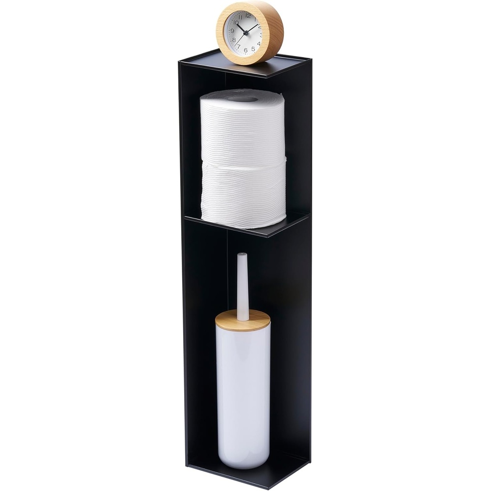 image:imageYamazaki Home Tower Slim Bathroom Storage Toilet Paper Stocker Steel Black