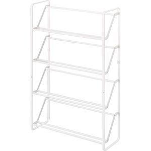 YAMAZAKI Home 4-Tier Slim Metal Shoe Rack, Narrow Shoe Organizer for Entryway Or Hallway Steel One Size White(White)