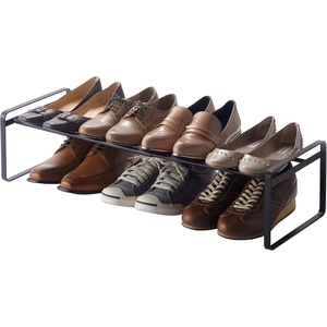YAMAZAKI Home Frame Expandable Shoe Rack –Stackable Metal Shoe Organizer for Closets & Small Spaces, 18″ – Steel -(Black)