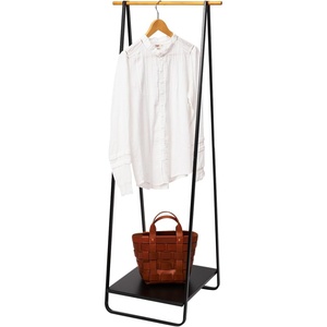 YAMAZAKI Home Freestanding Coat Hanger Clothes Rack with Shelf Steel One Size White(Black)