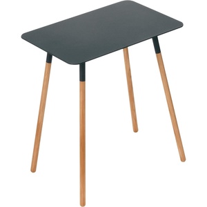 YAMAZAKI Home Plain Modern Rectangular Space Saving Side Table for Living Room Or Small Bedside Metal and Wood Accent End Table, 20″ – Steel(Black)